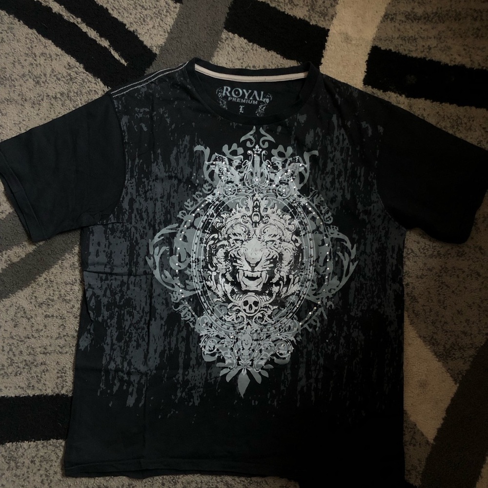 Royal Premium Black Short Sleeve Graphic Tee